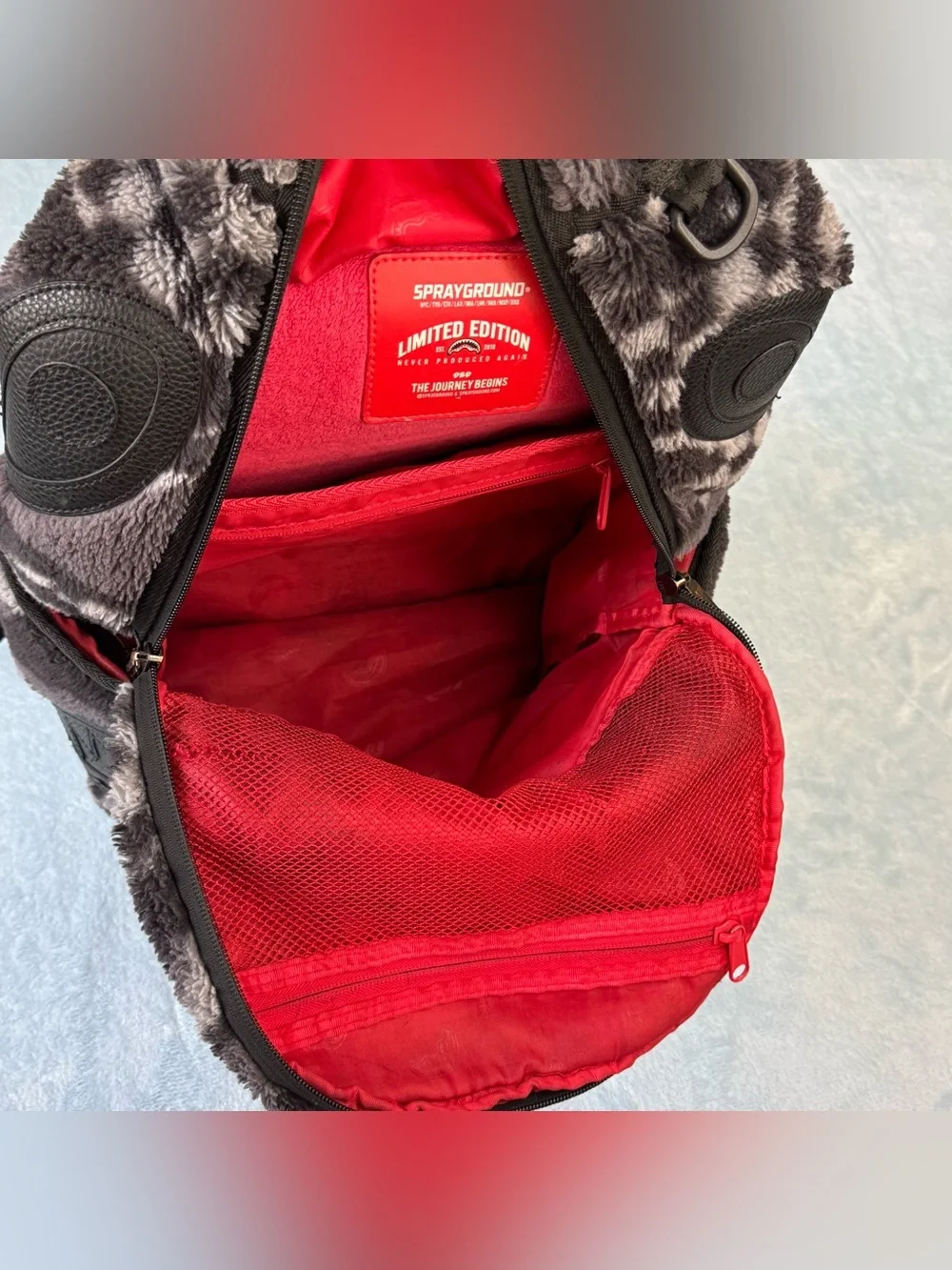 Sprayground Backpack Limited Edition Fur Sip Plush Aspen Black
